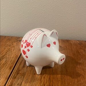 Vintage Waechtersbach West Germany Ceramic Piggy Bank – White with Red Hearts
